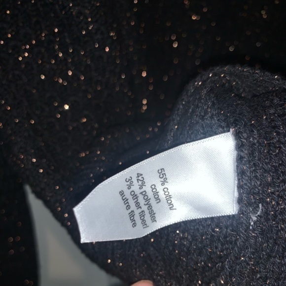 Maurices Open Cold Shoulder Black and Gold Sparkly Shiny Sweater - Picture 4 of 4